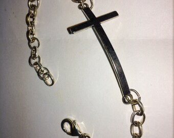 Silver Plated, Cross Bracelet, 9" adjustable, CC1