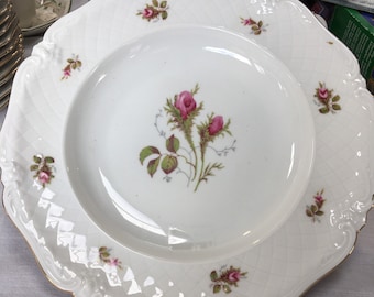 Lithenbach, Bavaria, Germany, Moss Rose, Soup bowl, gold trim, 8” diameter