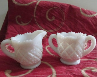 Westmoreland, Thumbelina Creamer and Sugar Bowl, milk glass - Child Size