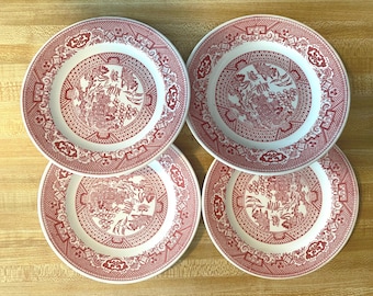 Four, Willow Ware Bread Plates, 6 7/8” dia, H52, Royal China