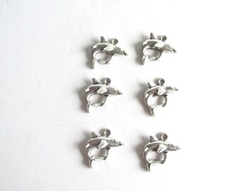 Shark, Charm, Tibetian Style, Pewter Alloy,  Lot of 6 charms  SK6