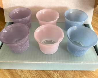 Frosted Pastel Votive, Retired Candleholders, Partylite, P7299, 1990s in box, demo item