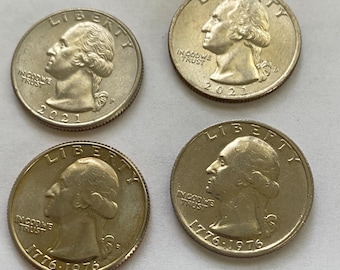 Washington, Set of 4 US Quarters, 1776-1976 & 2021 P D