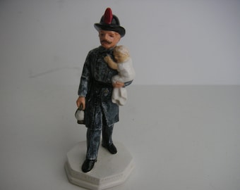 Volunteer Fireman, with child & Lantern, Sebastian Miniatures, Private Issue, Gillespie Jewelers, 1982, SML401A