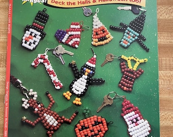 Beadys, Fa-La-La, Deck the Halls & Halloween too!  Easy for all ages, fun with pony beads, No. 1121, 1998, Suzanne McNeill. Rare to find.