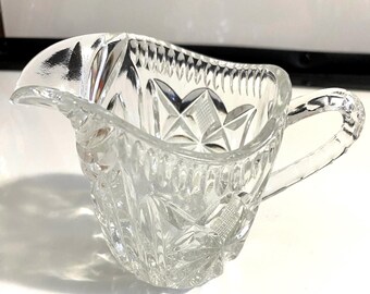Clear Crystal, Pitcher or Creamer, 3.25” tall, 1950s