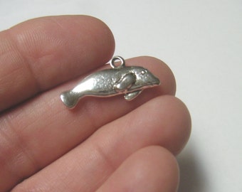 Manatee, Sea Cow,  3-D double sided, Pewter, Charms,, 1" long   MANDB