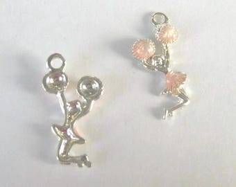 Sixteen (16) pieces, Silver Plated Enamel, Cheerleader, Charms    25 x 11mm    SP-16