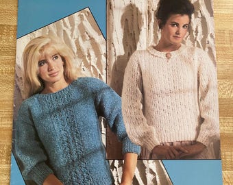 Sweater Sensations, 3 styles, 1988,  Leisure Arts Leaflet 655, knit patterns