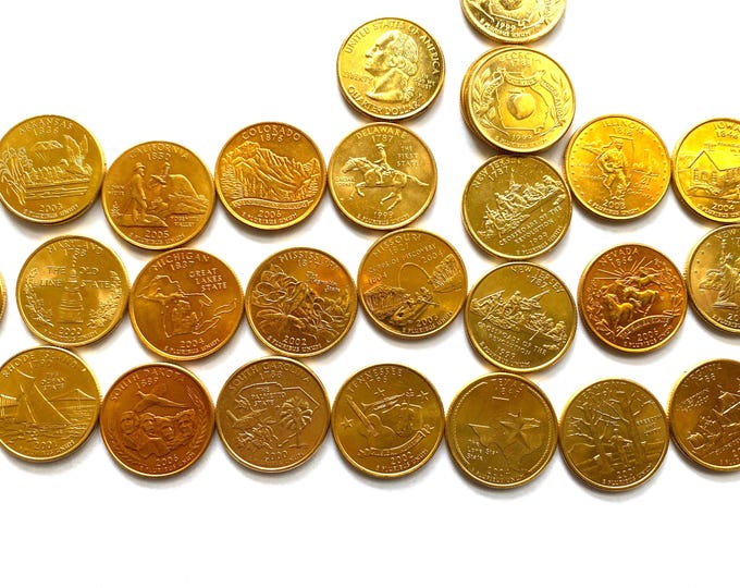 Featured listing image: Gold Plated, US State Quarters, Use for Pendants or Collect