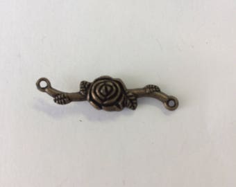 Nine (9) pieces, Antique Brass, Rose, Connectors, 1 1/4" long