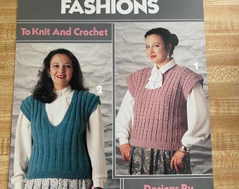 Full-Figure Fashions, to knit/crochet, Vest Pullover Sweater Leaflet 610
