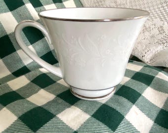 Noritake, Platinum Trim, Ranier 6909, Footed Cup, 3” H x 3.5” W