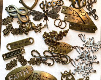 Lot of 50, Assorted Antique Brass, Connectors, AB43