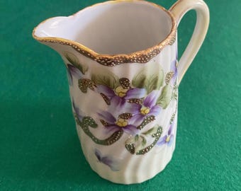 Nippon, hand painted Morimura Gumi, Milk Pitcher, 4 3/4” tall, 1891-1911
