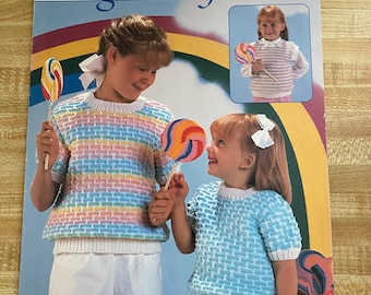 Sugar & Spice Vest, Pullover, 2 styles , 1987, Leisure Arts Leaflet 542, knit patterns