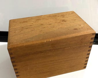 Wooden Recipe Box, 5 5/8”L x 3 1/2”W x 4” H, 2 3/4” deep inside