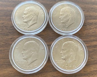 Eisenhower ‘Ike’ Dollars, 1970s, Circulated, in Capsule