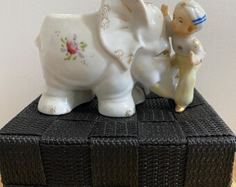 Vintage Porcelain Elephant Bud Vase for Succulent, 1950s