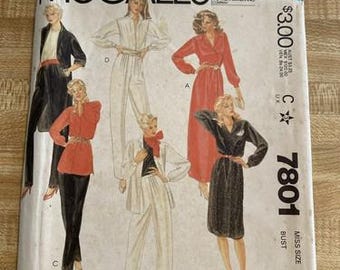 McCall’s 7801, Dress, Tunic, Shirt, Pants, Size 14, Bust 36, Uncut
