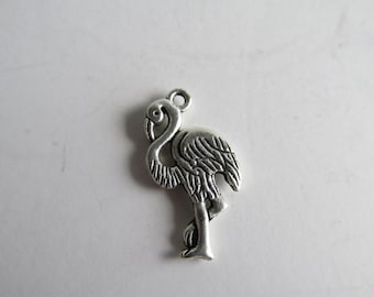 Flamingo, antique silver, pewter charm,3-D double sided   AP99