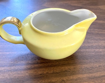 Vintage, Meiko China, Yellow Creamer, Gold Trim, Japan