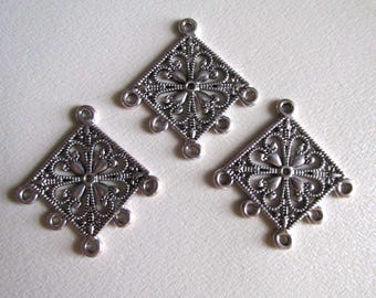 Antique Silver Elegant Charm Holder for 5 charms               C1006