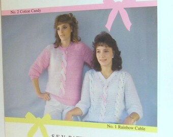 Sweaters, Crochet, 1985, Knit, patterns, Vol 2, Two Cable Stitch