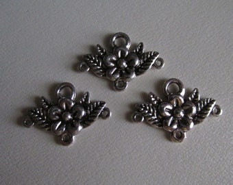 Lot of 3, Floral, Charm Holder, Antique Silver C1009