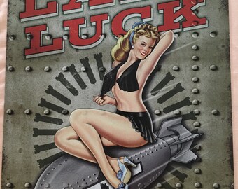 Lady Luck, metal bar sign, Humor, 12" x 16, USA 1627