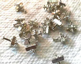 Lot of 7 - Bi-Plane, Silver Plated, 3/4", 3-D charms BIPS