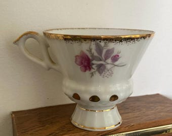 Cherry China, Demitasse Cup, Rose with Silver Leaves