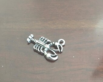 Lobster, pewter charm, 7/8” long