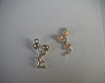 Sixteen (16) pieces, Silver Plated Enamel, Cheerleader, Charms    25 x 11mm    SP-16