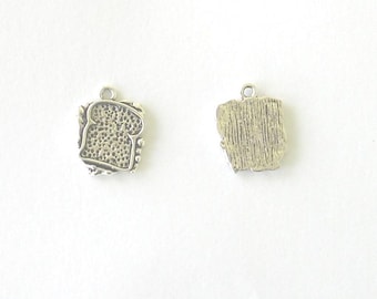 Antique Silver Sandwich Pewter Charm - 10 Pieces