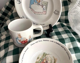 Vintage Peter Rabbit Nursery Dish Set, Wedgewood, 1993, England, read description