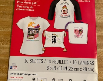 Jolee’s Easy Image, transfer paper, inkjet printer, for Light Fabric, New 10 sheets