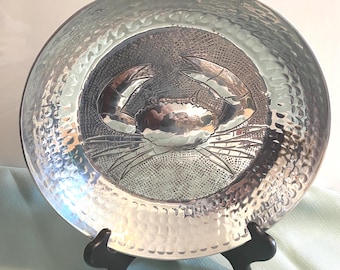 Crab Serving Dish, Hammered Aluminum, Made in India, New condition