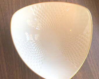 Lenox, Harlequin, Tri-sided Dish, 6 1/2” dia, 2” deep, Gold trim