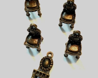 Antique Brass Charm, Doll House, Dining, chair, measures 1 5/16" x 7/8"   AB5