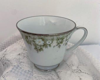 Noritake, Platinum Trim & Floral, Princeton 6911, Footed Cup, 3” H x 3.5” W