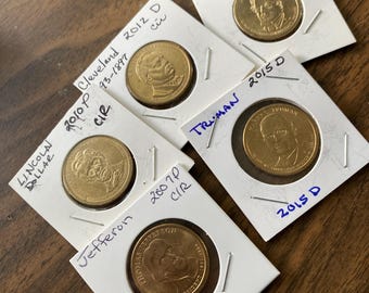Presidential Dollar, Circulated P or D Coin, US Mint Manganese-brass
