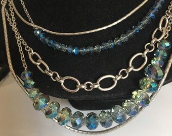 Loft, Ann Taylor, Swarovski Crystals, Multi-strand, Necklace.