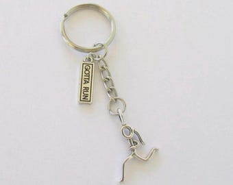 Key Chain, Stainless Steel, Running Girl, Gotta Run    KC8