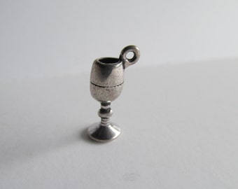 Wine Glass, Charm, Tibetan Pewter, Antique Silver    WG1