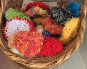 Scrubbies Random, Custom Made,  2 1/2"-3" diameter, Facial or Dishcloths  4"