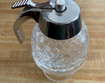 Honey Dispenser, Clevli, Glass, Vintage 2-pc