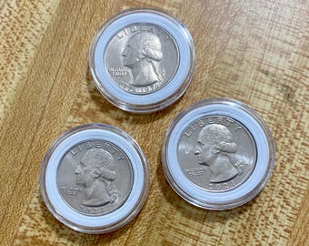 Crossing the Delaware, US Quarters, 3 coins, in capsules 1776-1976 & 2021 P D