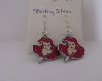 Earrings, Ariel, Sterling Silver Hook, The Little Mermaid theme  LM-ER