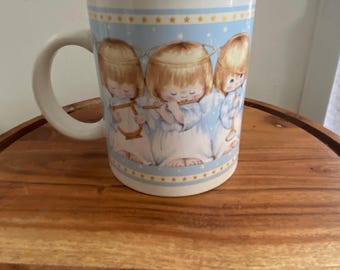 Peace, Love, Joy, Angels, Hallmark Mug, Ceramic, 1980s, Vintage